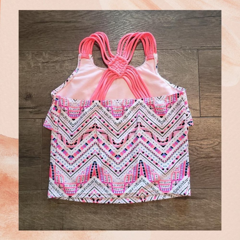 Glitter Beach Neon Pink Flounce Bikini Top